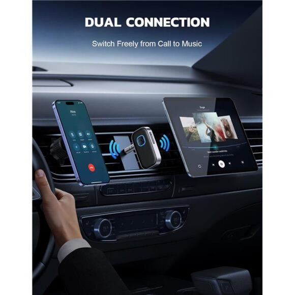 Bluetooth Receiver for Car, Noise Cancelling 3.5mm AUX Bluetooth Car Adapter - Picture 5 of 7